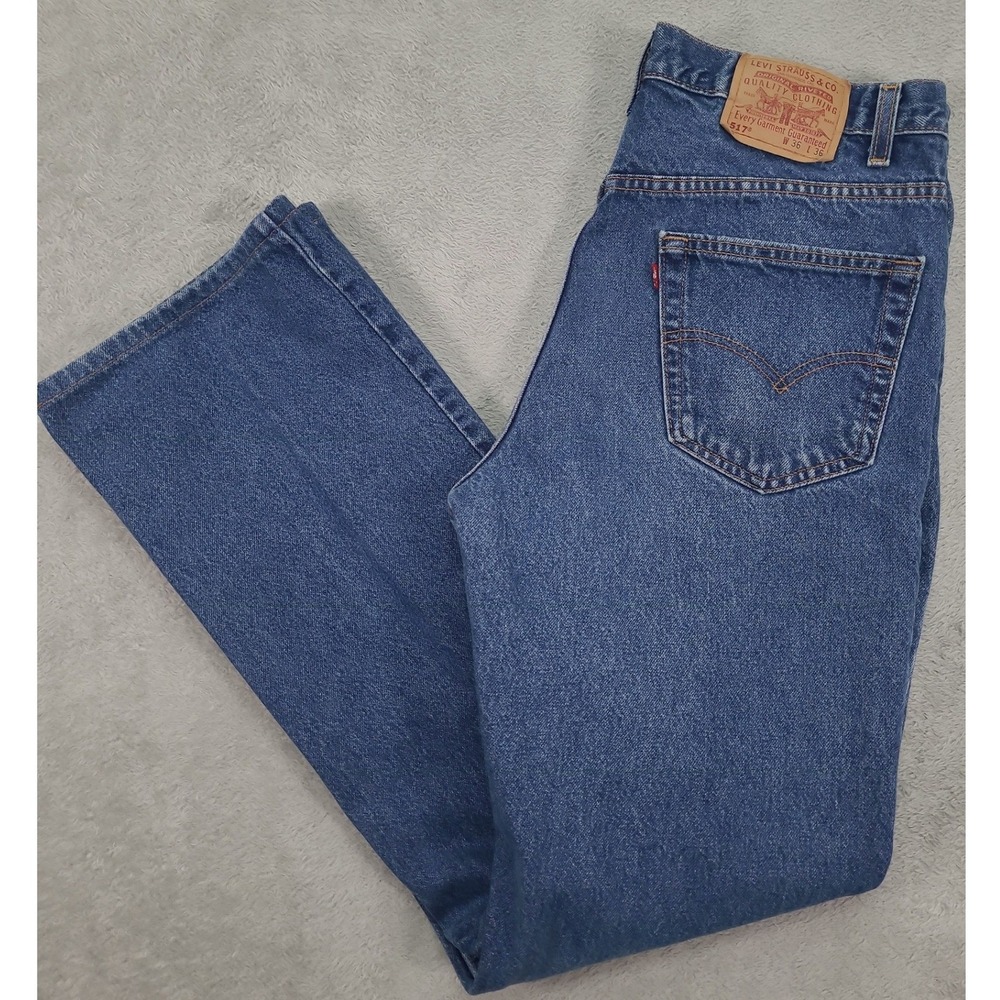 Vintage Levis 517 Boot Cut Jeans Mens 36x36 Blue Denim Made in USA 517-0216